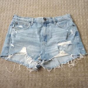 Abercrombie & Fitch New York High Rise Distressed Frayed Hem Shorts